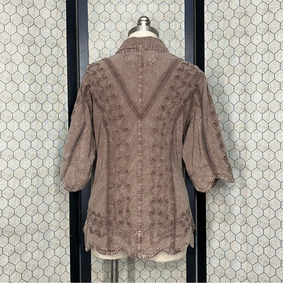 Inca Cottons Frost Brown Blouse - Picture 3 of 10